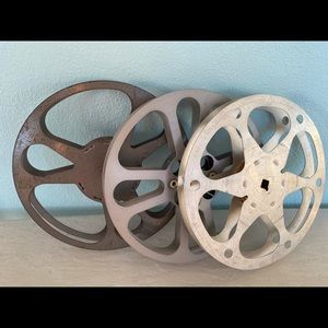 Vintage movie reels each